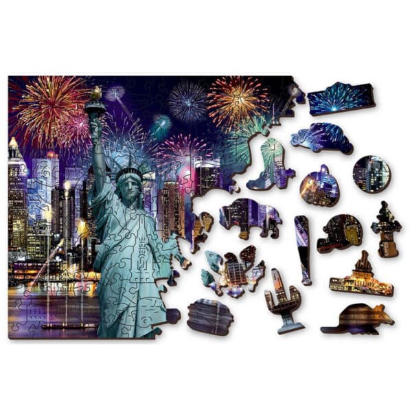 New York la noapte puzzle din lemn