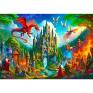 fantázia kastély fa puzzle