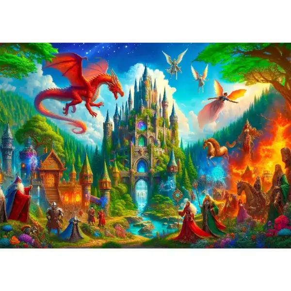 fantázia kastély fa puzzle