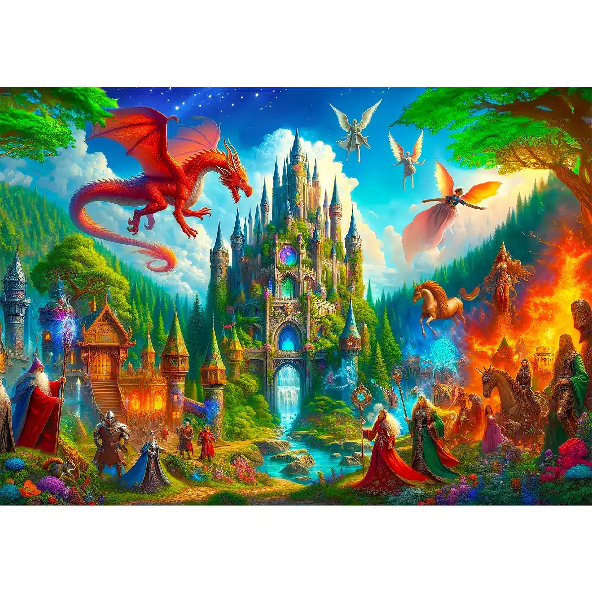 fantázia kastély fa puzzle