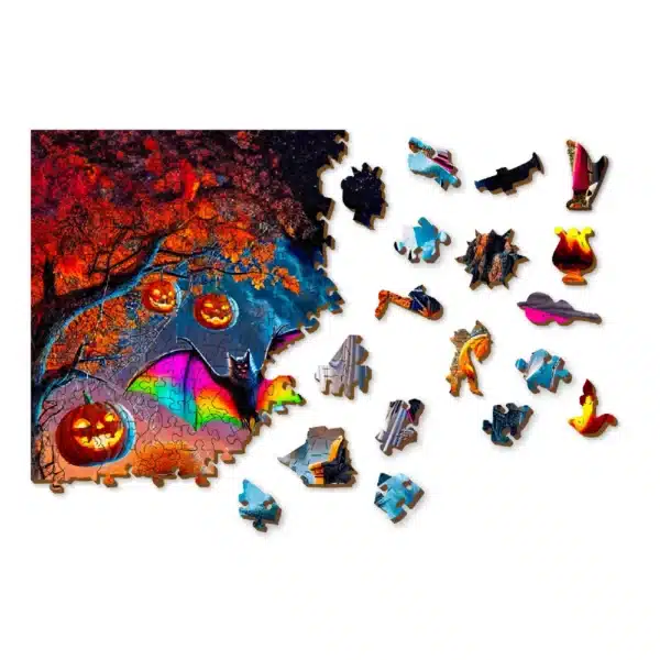 halloween castel noapte puzzle din lemn