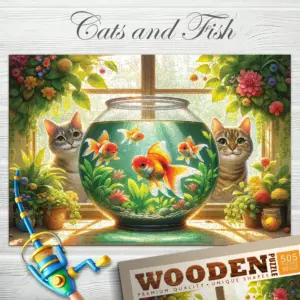 cicák és halak fa puzzle