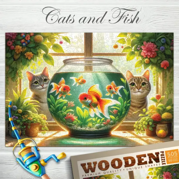 cicák és halak fa puzzle