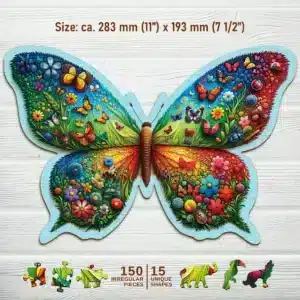 fluture colorat puzzle din lemn