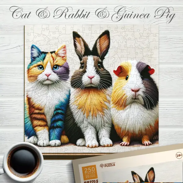 macska nyúl, tengerimalac fa puzzle