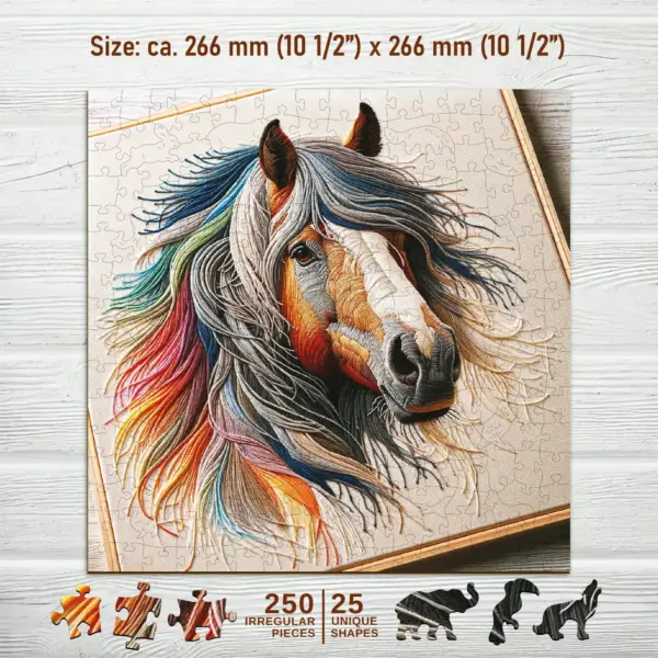 bársonyos ló fa puzzle
