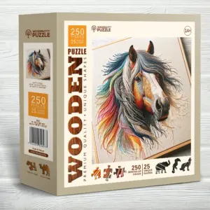bársonyos ló fa puzzle
