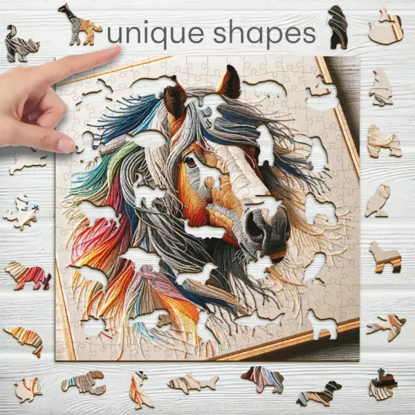 bársonyos ló fa puzzle