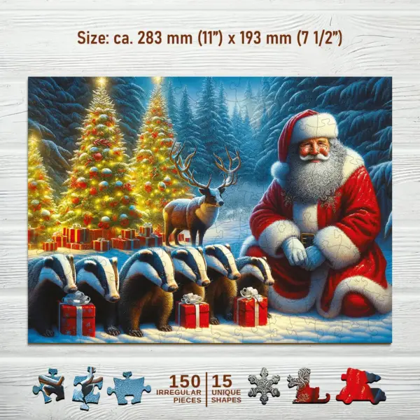 mikulás és a borzok fa puzzle