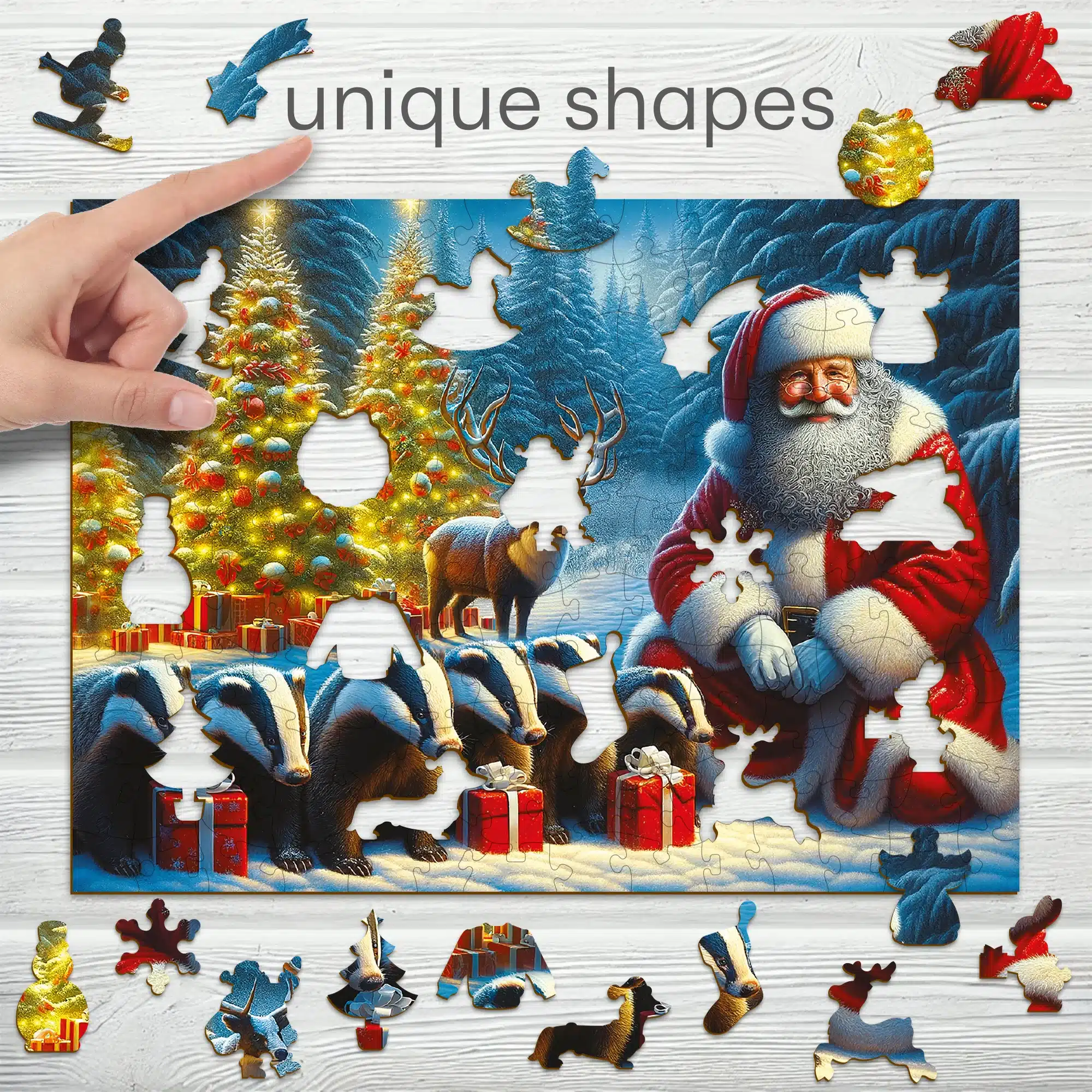 mikulás és a borzok fa puzzle