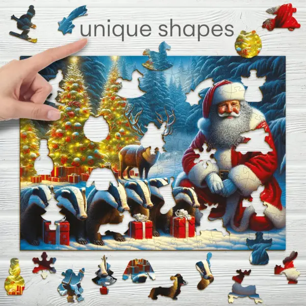 mikulás és a borzok fa puzzle
