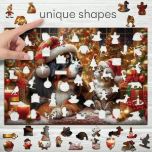 kutya és cica, macska fa puzzle