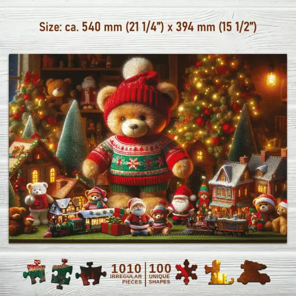 karácsonyi plüssmackó fa puzzle