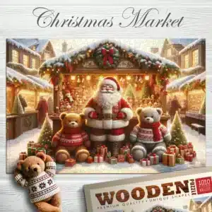 Târg de Crăciun puzzle din lemn