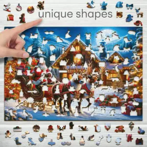 Puzzle din lemn Moș Crăciun sosește
