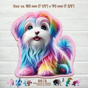 cățeluș fericit puzzle din lemn