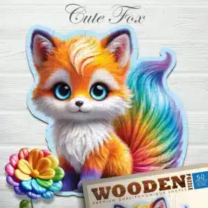 vulpe drăguț puzzle din lemn