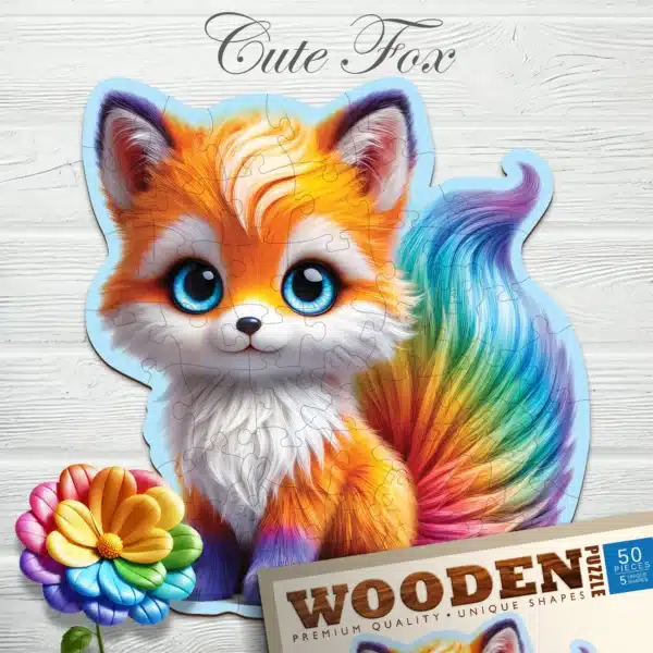 vulpe drăguț puzzle din lemn