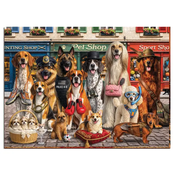 Kutyák a városban fa puzzle