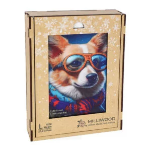 Colin corgi cu puzzle din lemn
