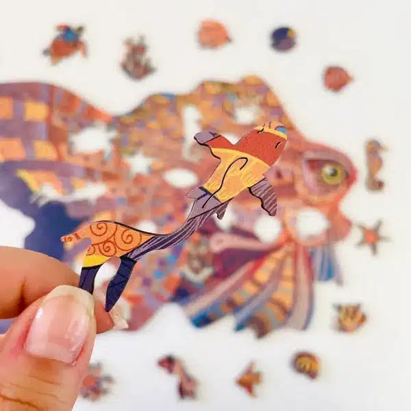pește funky puzzle din lemn