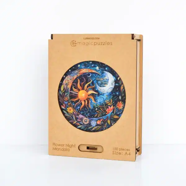 Floral noapte Mandala puzzle din lemn