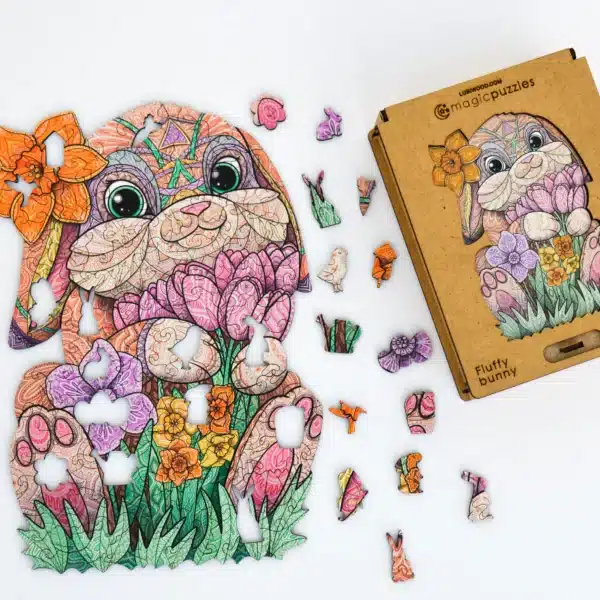 iepuraș pufos puzzle din lemn