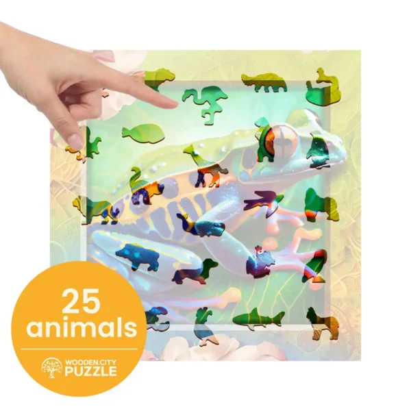 broasca colorat puzzle din lemn