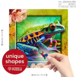 színes béka fa puzzle