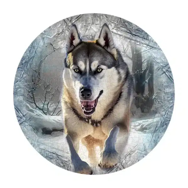 lup alergând puzzle din lemn