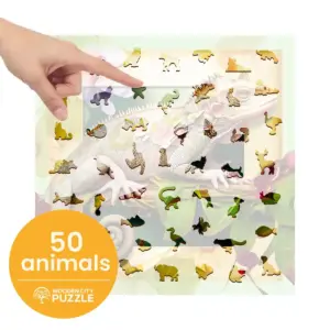 kaméleon és virágok fa puzzle