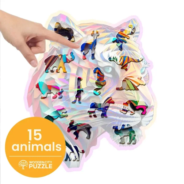 tigru colorat puzzle din lemn
