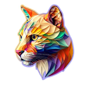 puma colorat puzzle din lemn