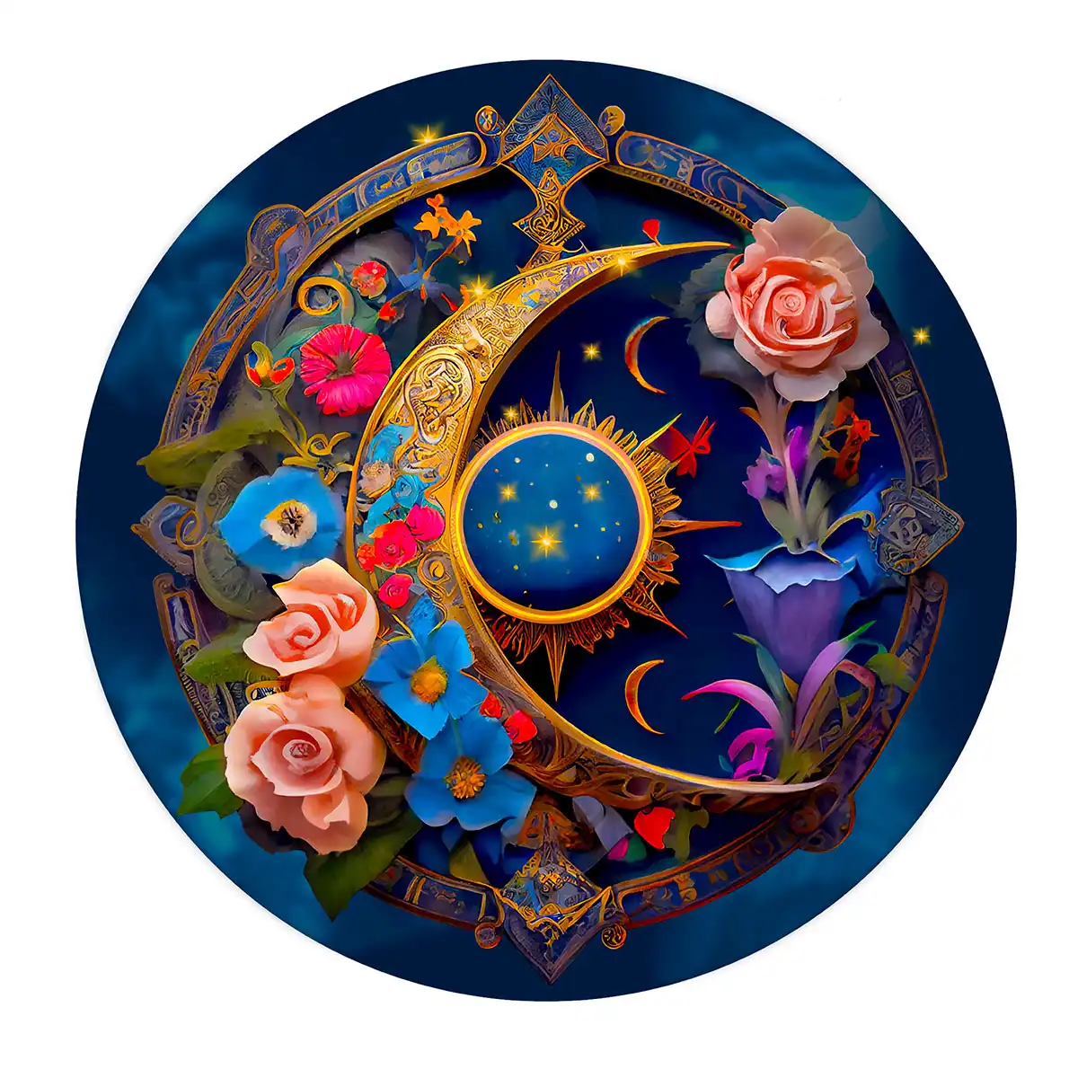 floare luna puzzle din lemn