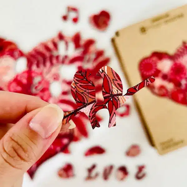 inimă mandala puzzle din lemn