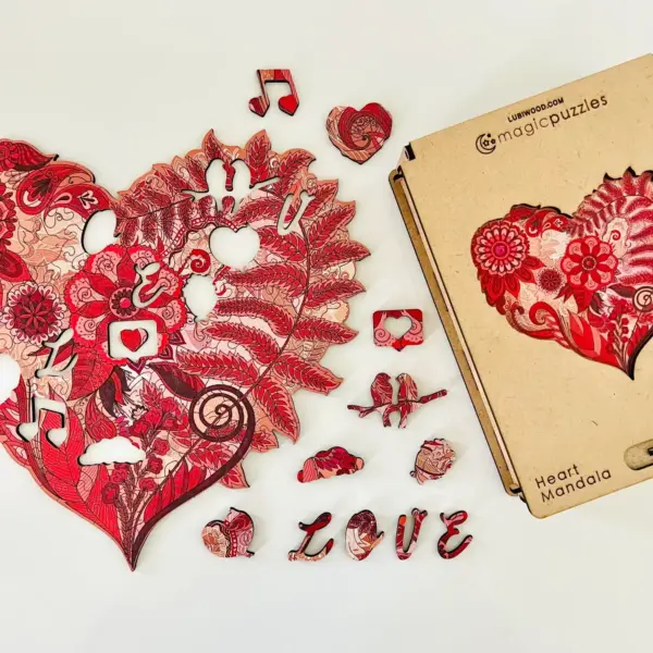 szív mandala fa puzzle