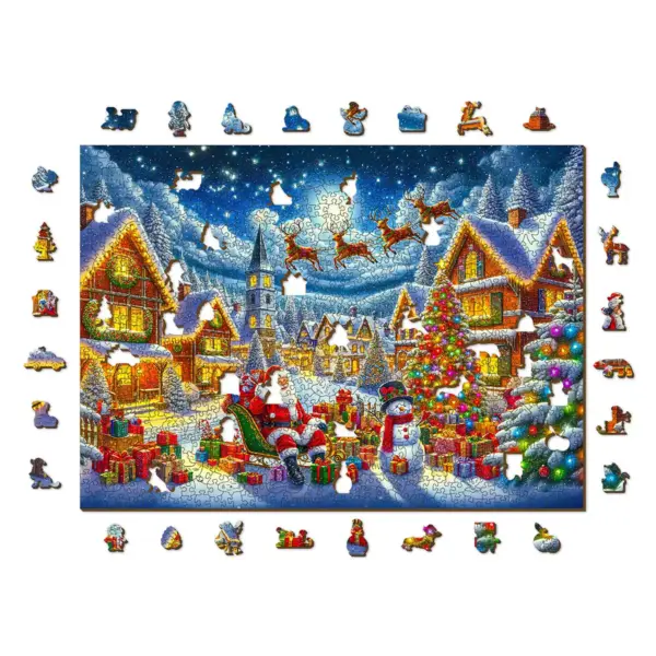 Mikulás vidám utazása karácsony fa puzzle
