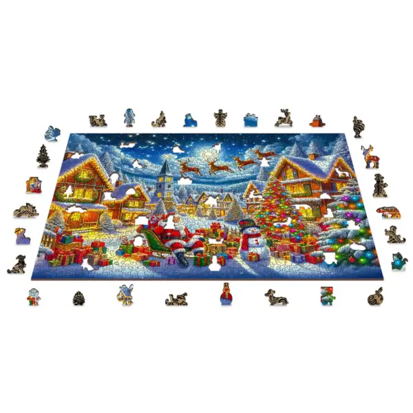 Mikulás vidám utazása karácsony fa puzzle