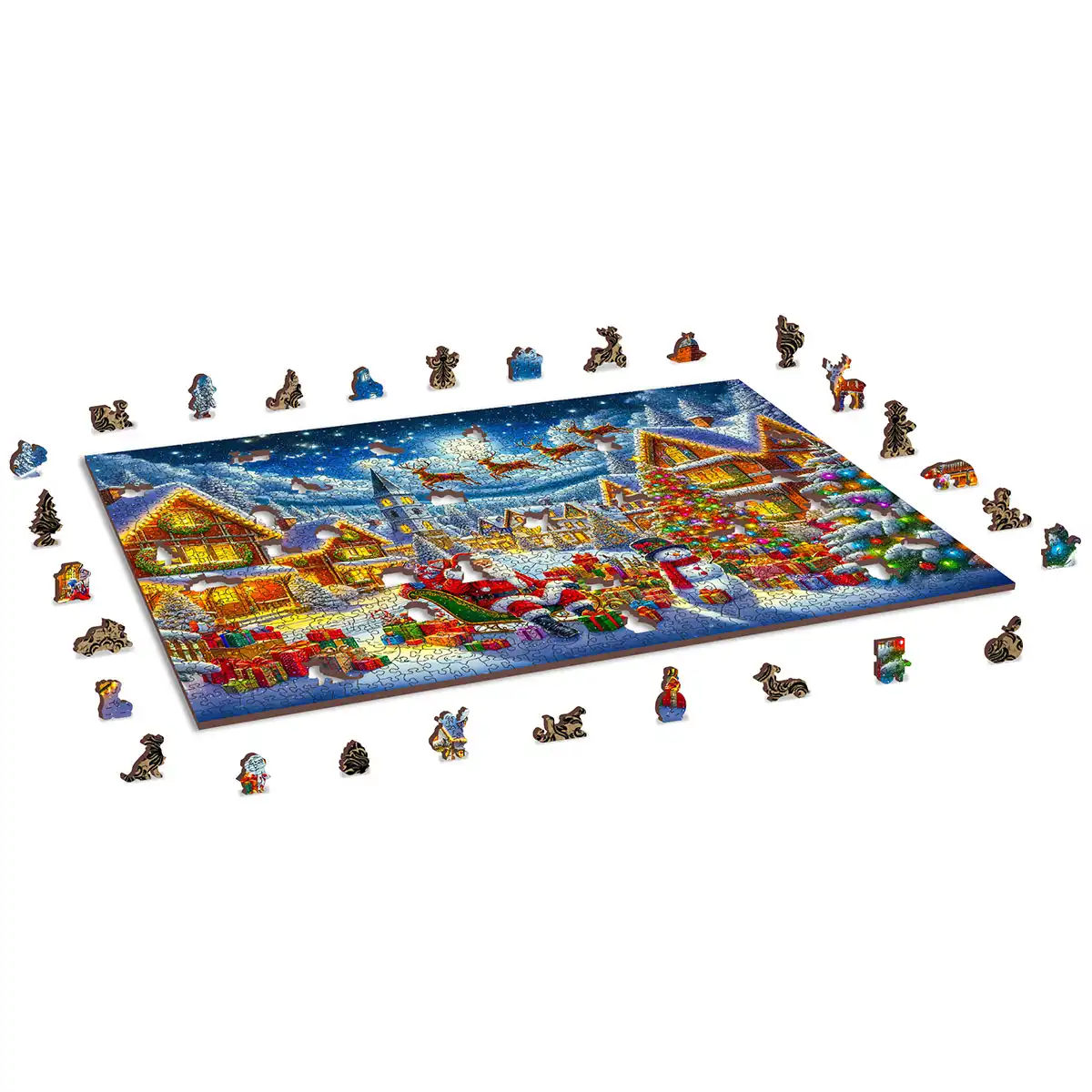 Mikulás vidám utazása karácsony fa puzzle