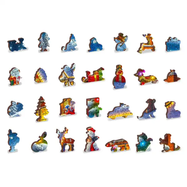 Mikulás vidám utazása karácsony fa puzzle