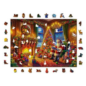Craciun Ajunul Craciunului Mos Craciun Santa Claus charm puzzle din lemn