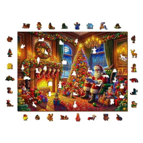 Craciun Ajunul Craciunului Mos Craciun Santa Claus charm puzzle din lemn