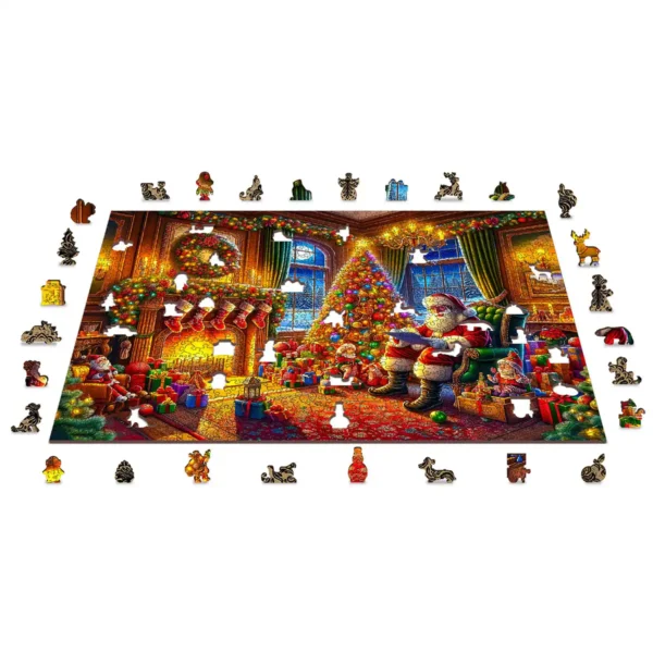 Craciun Ajunul Craciunului Mos Craciun Santa Claus charm puzzle din lemn