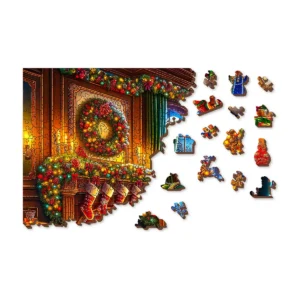 Craciun Ajunul Craciunului Mos Craciun Santa Claus charm puzzle din lemn
