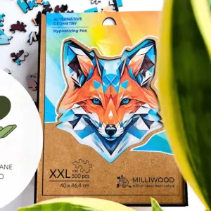 alternative geomatry hypnotic fox puzzle din lemn