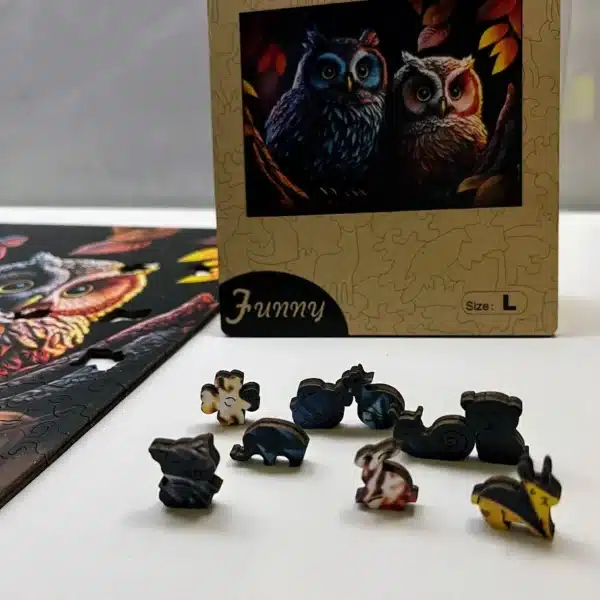 bufnițe imperiu puzzle din lemn