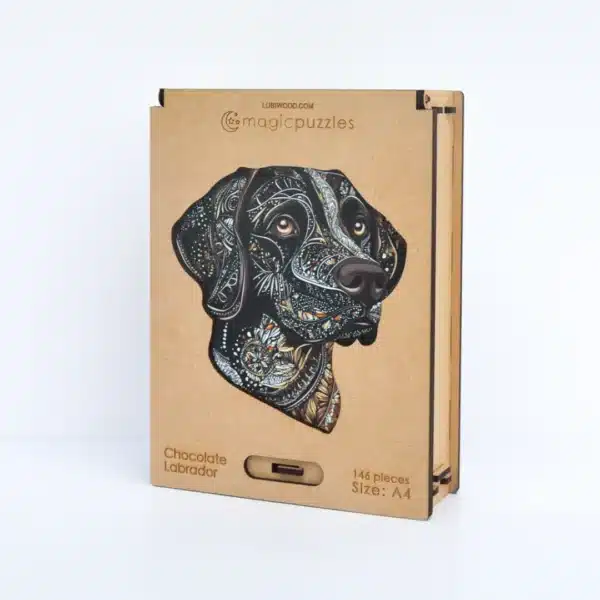 Chocolate Labrador puzzle din lemn 146 piese