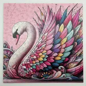 lebădă elegantă puzzle din lemn