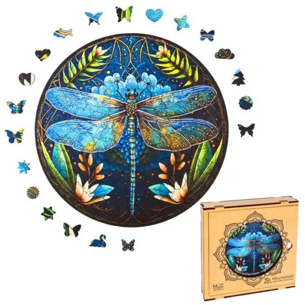luminozitate dragonfly mandala puzzle din lemn