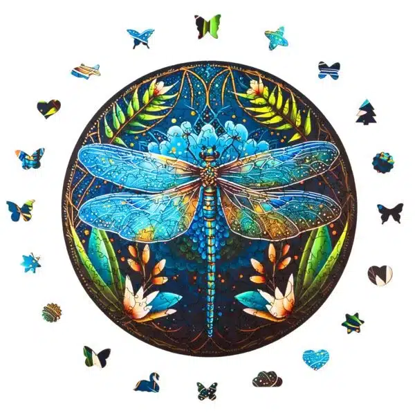 luminozitate dragonfly mandala puzzle din lemn